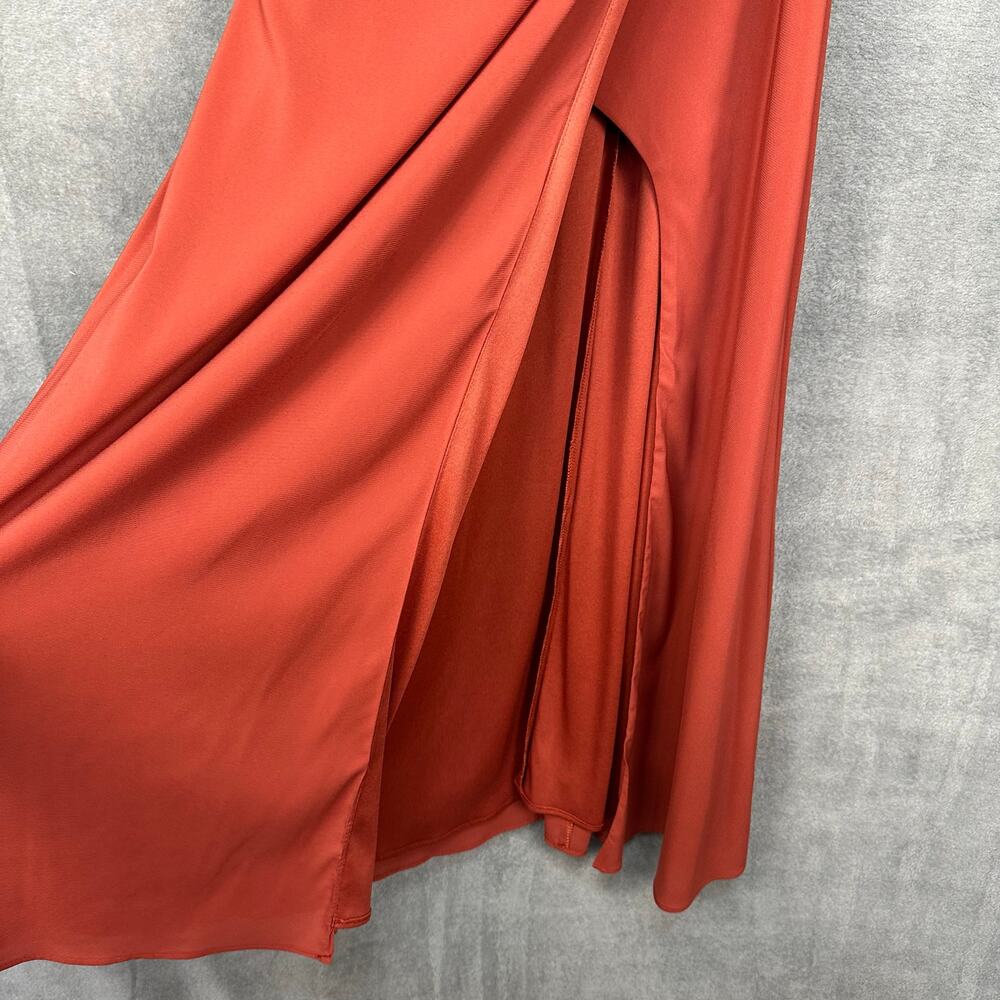 Azazie Dress Womens A4 Rust Maxi Sleeveless Gown Wedding Bridesmaid Slit Keyhole - Picture 4 of 14